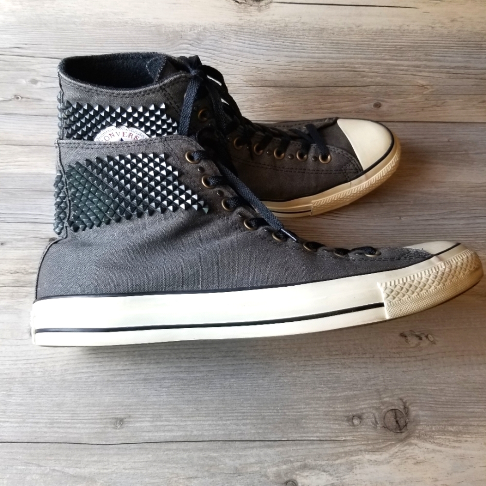 Converse All Star Gray Studded Lace Up High Top Sneakers Unisex